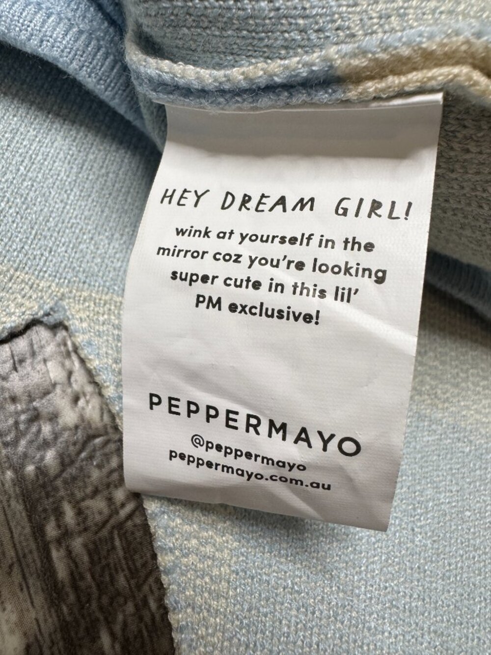 Peppermayo Blue Cream Checkerboard Halter Mini Dress Knit Open Back S/M - Picture 3 of 7